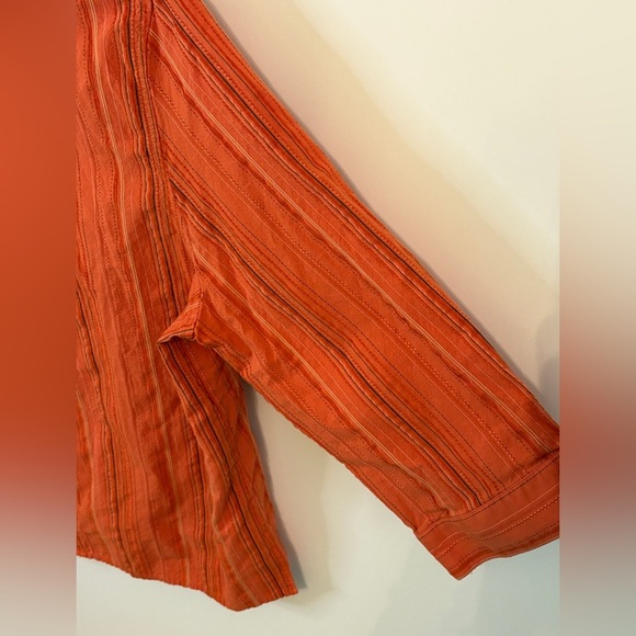 Breckenridge Orange Casual Button Down Shacket with Pintuck Pleats - Picture 4 of 9